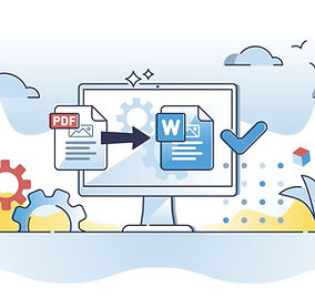Illustration showing the conversion of a PDF to Word Document - OutSec Legal Document Conversion