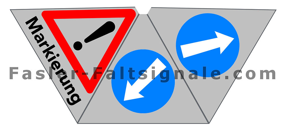 Faltsignal R2 90cm "MARKIERUNG" "LINKS UMFAHREN" "RECHTS UMFAHREN"
