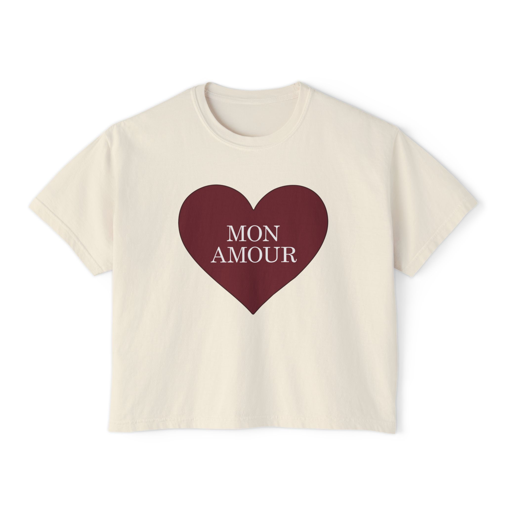 Palace of Amigagaa Mon Amour Burgundy Heart Oversized Boxy Tee