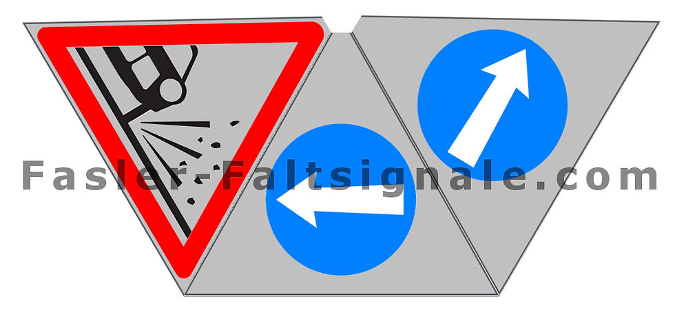 Faltsignal R2 90cm "ROLLSPLIT" "LINKS FAHREN" "RECHTS FAHREN"