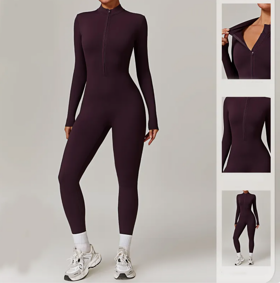 Thumbnail: Women's Warm Zipper Yoga Jumpsuit