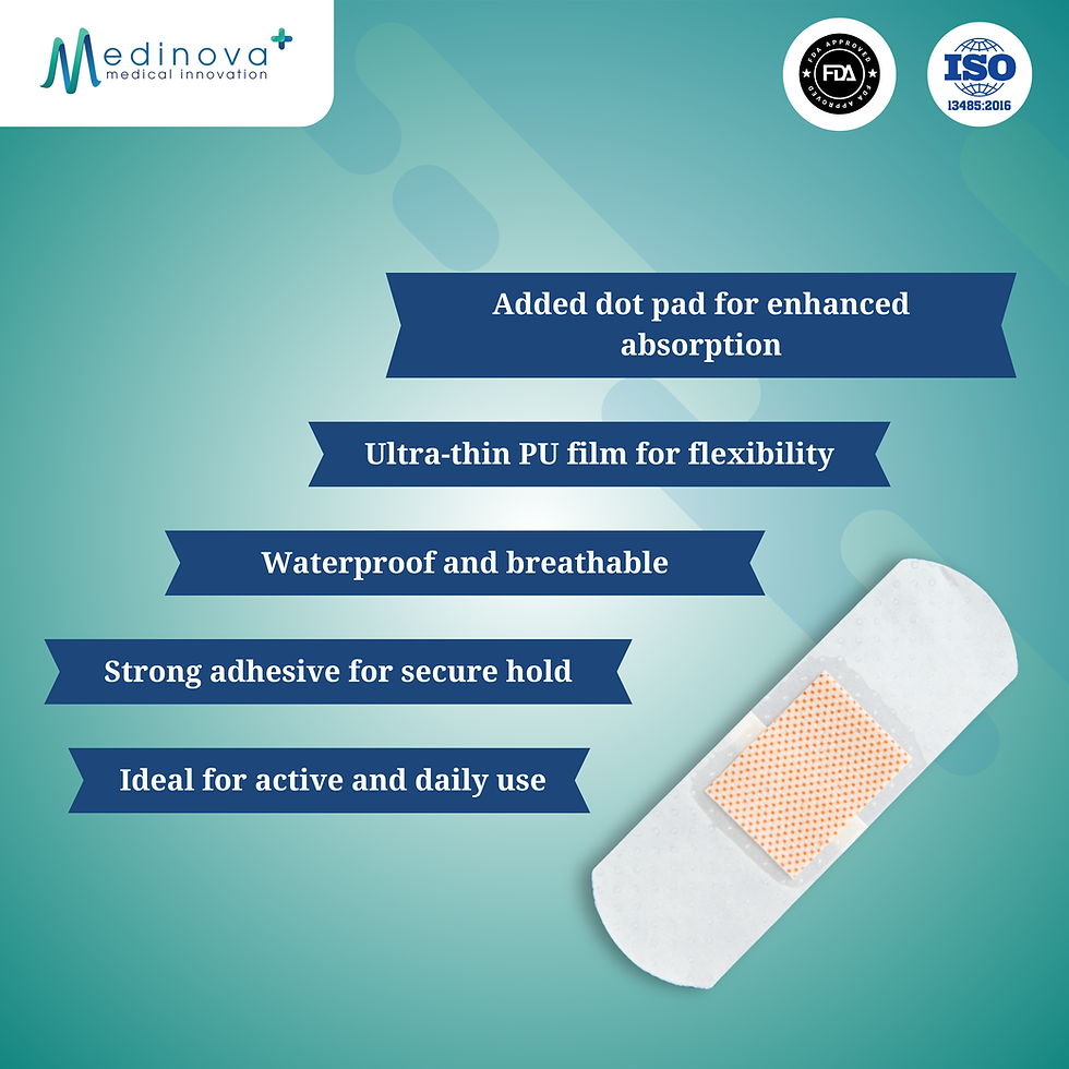 1" x 3" PU adhesive bandage with dot pad, transparent, waterproof, and breathable for minor wound care