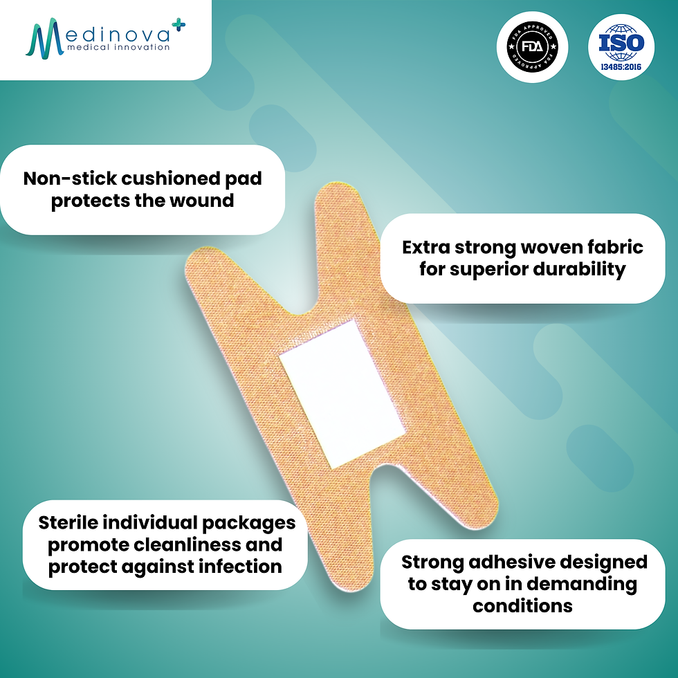 1 1/2in x 3in knuckle flexible bandages, latex-free, durable fabric, shaped for knuckle protection and secure wound coverage