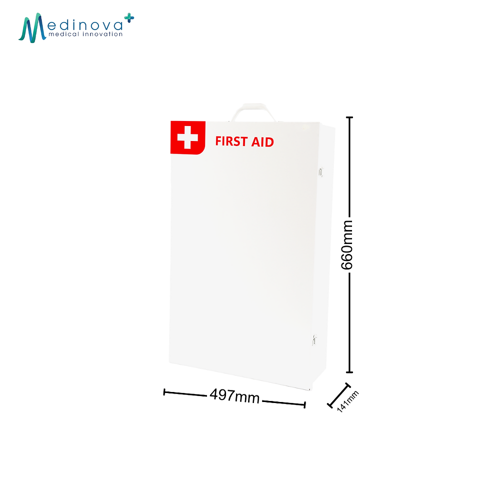 Thumbnail: 5-shelf first aid cabinet Model 12316, wall-mounted steel unit, compliant for large industrial and workplace use