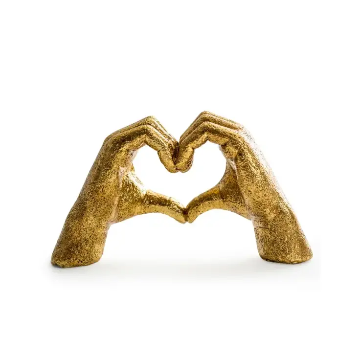 Gold Heart Hands Sculpture