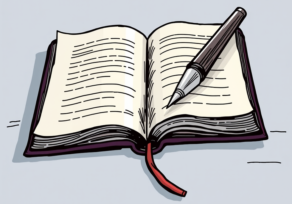 open book and ink pen