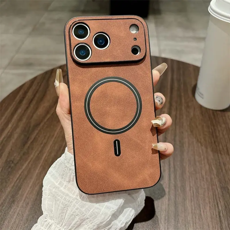 Thumbnail: Luxury Leather For Magsafe Shockproof Phone Case For iPhone 17 16 15 14 13 12 11