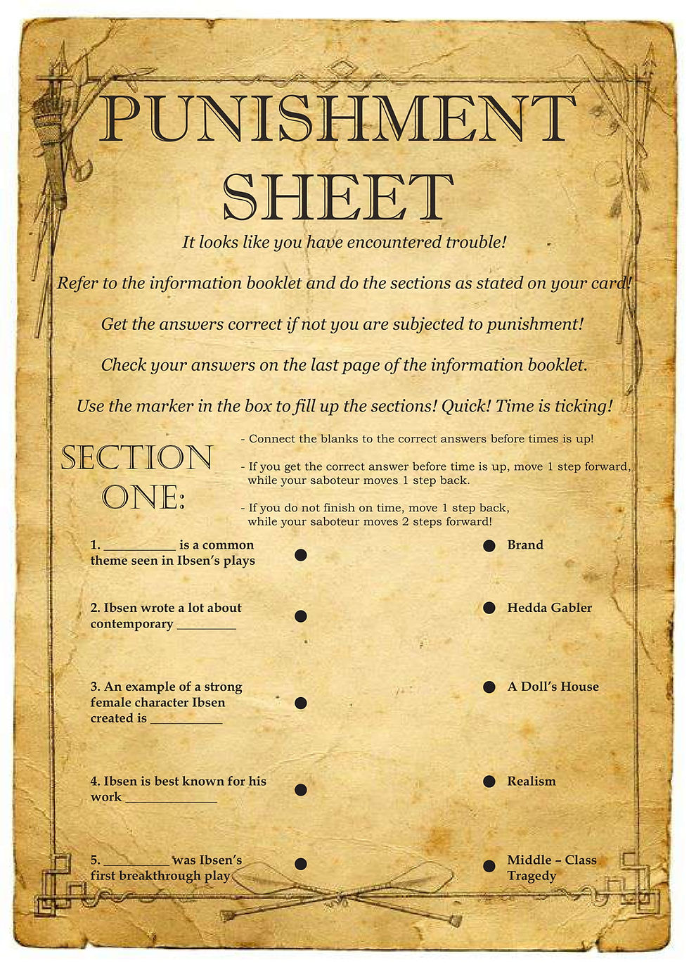 Punishment Sheet