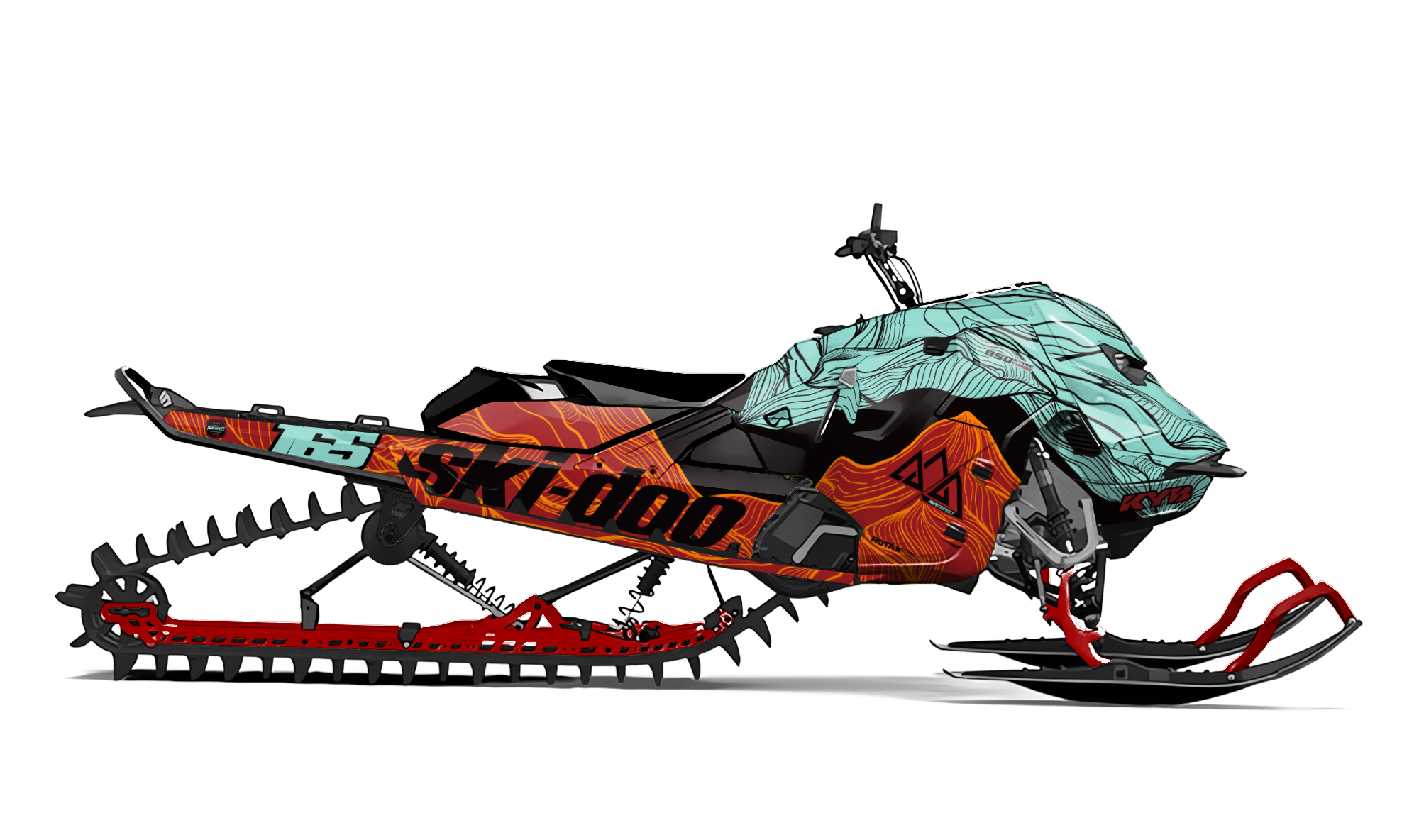 SKI-DOO BACKWOODS NEOMINT & SARTAN RED GRAPHICS KIT