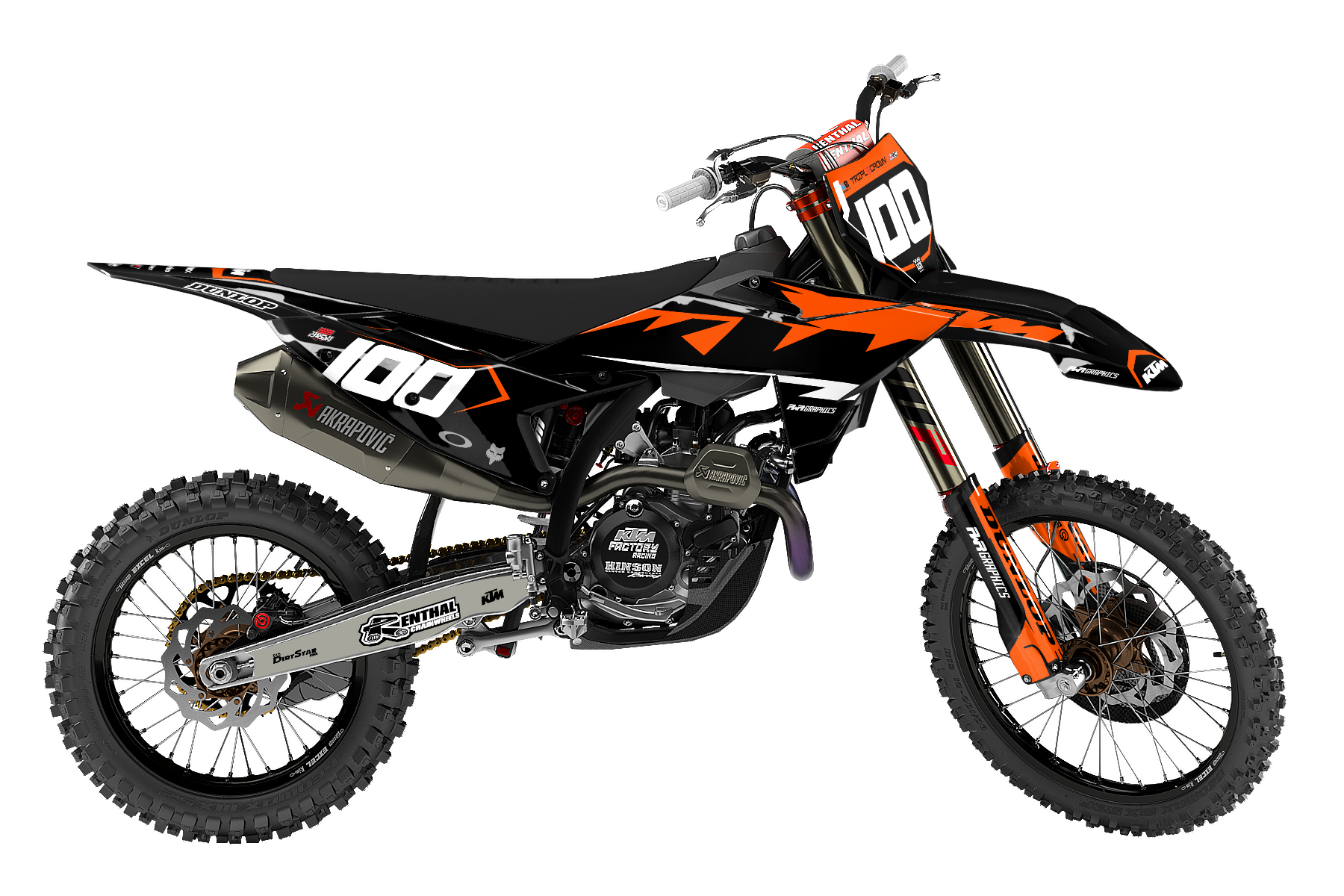 KTM KICKER BLACK ORANGE GRAPHICS KIT