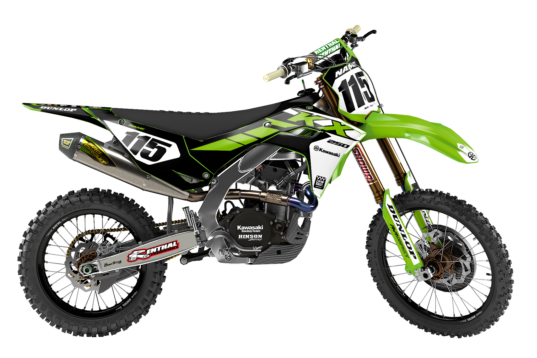 KX/KXF PISTON BLACK GRAPHICS KIT