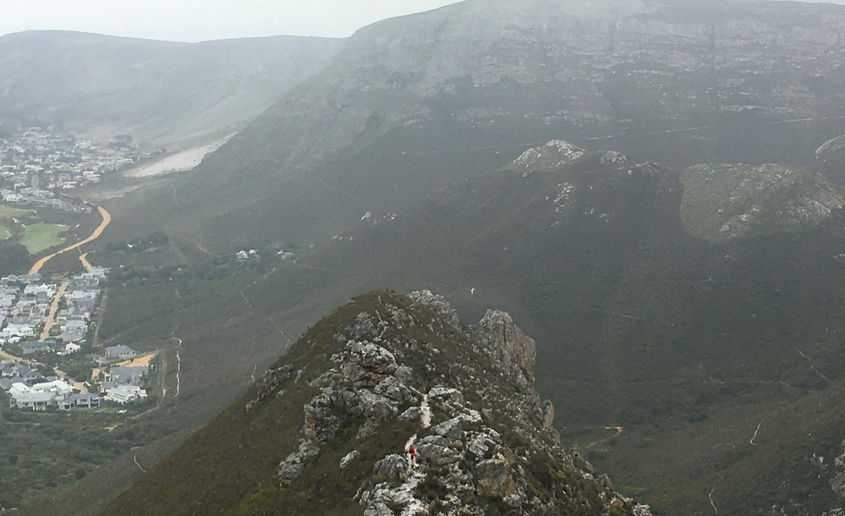 Steep path on ridgeline at Fernkloof Nature Reserve.