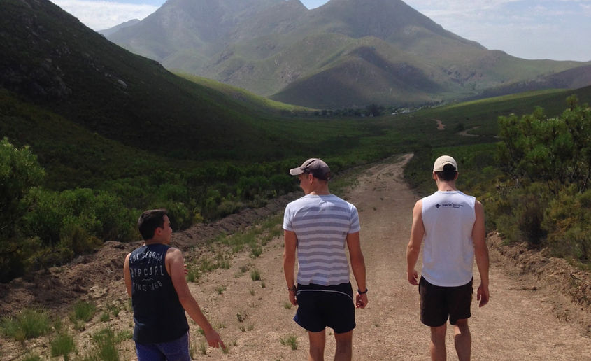 Hikers on a jeep track at Greyton Nature Reserve.