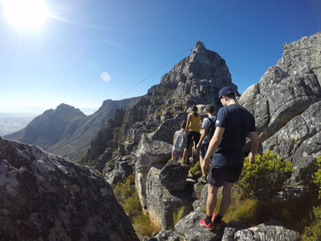 Hikers on Kloof Corner Ridge on Table Mountain.