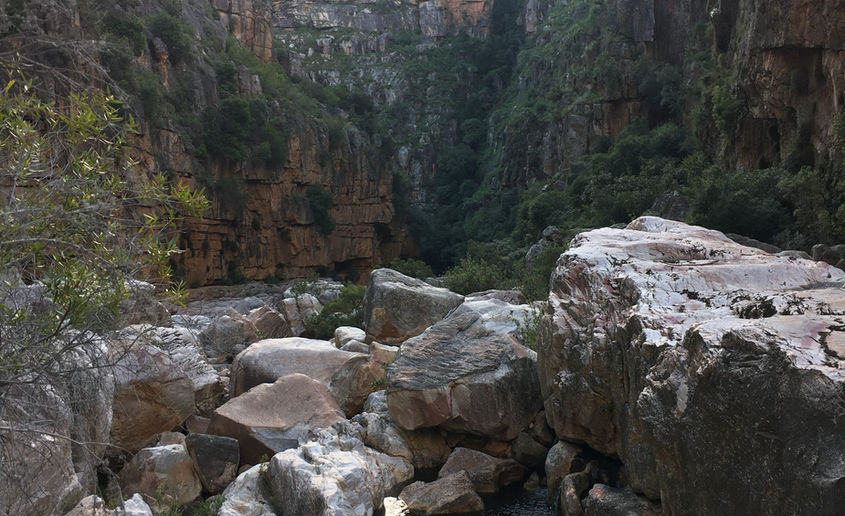 Steep river gorge.