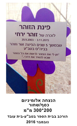 הנצחה אלומיניום כסף שחור בית עובד