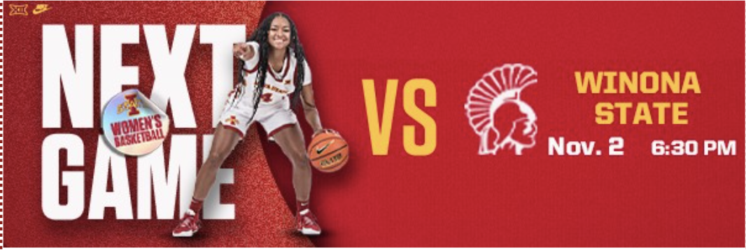 A "Next game" graphic template I created WBB Graphics with for the Hilton videoboard