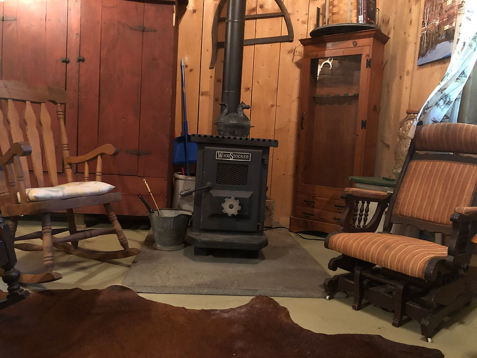 The inside of the cabin.