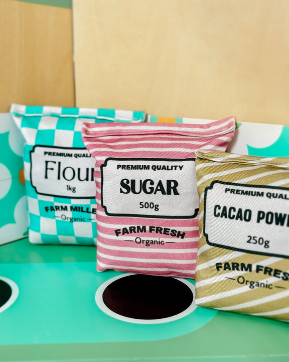 Flour sugar cacao power pretend play food