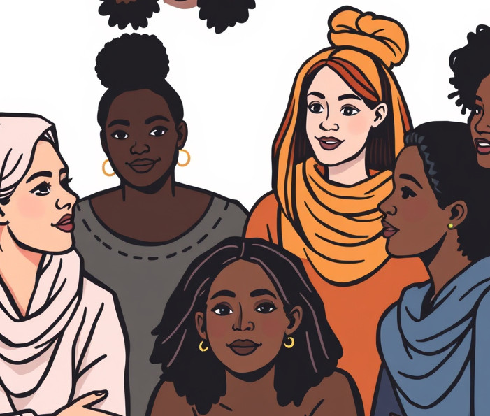 All diverse picture of young women coming together receiving trauma informed support serv