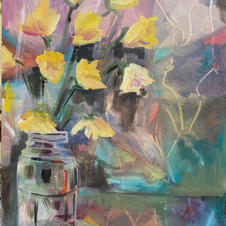 abstracted floral 14x18 oil on canvas