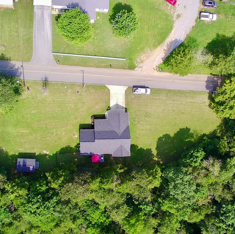 An aereal drone view looking down on a home