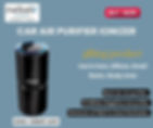 Black car air purifier ionizer by Nebelr on blue background. Text: "Use in Cars, Offices, Small Room, Study Area." "Buy Now." "www.nebelr.com."
