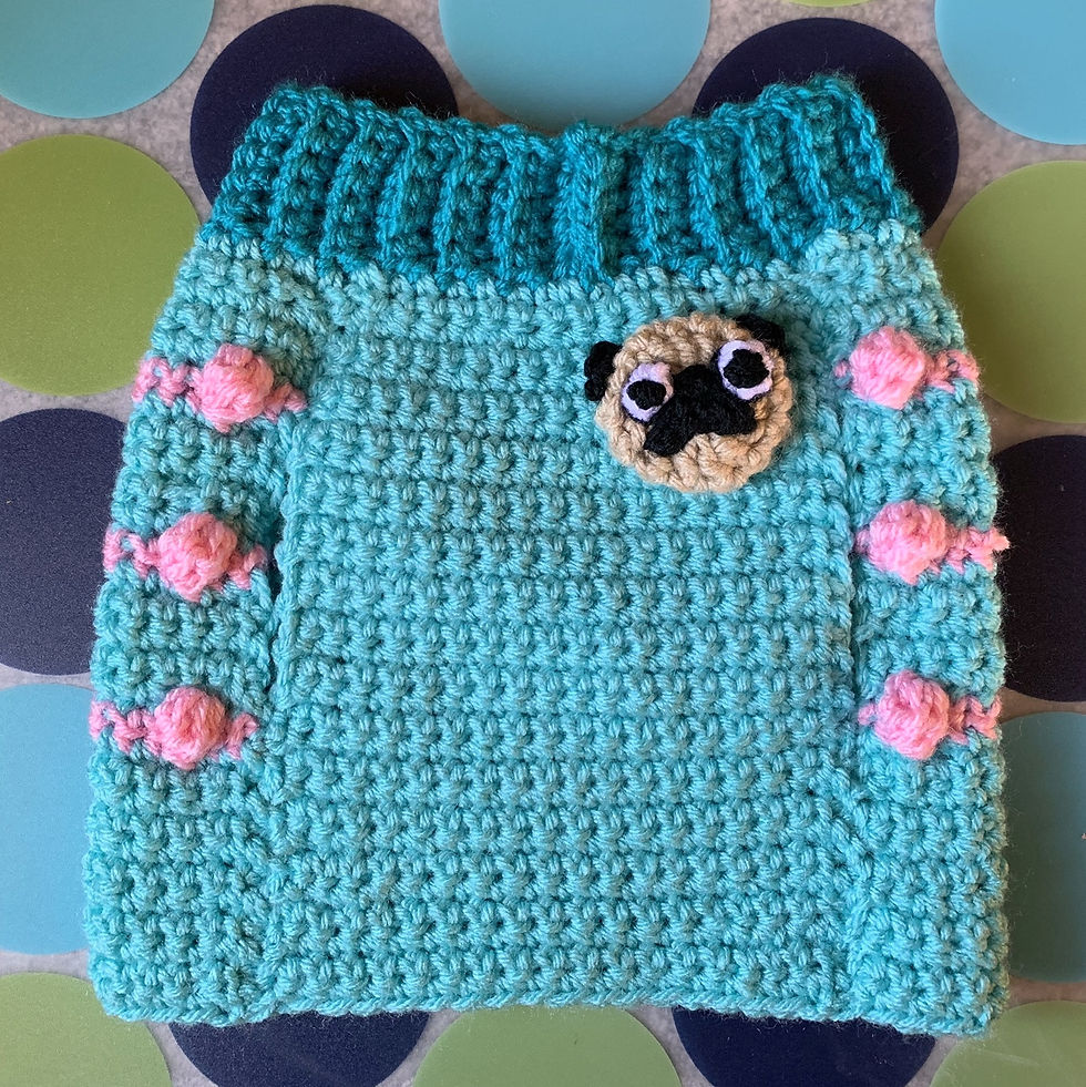 Thumbnail: Pug Badge - Add a Fawn, Black or White Pug to any Sweater Vest or Woofie Warmer
