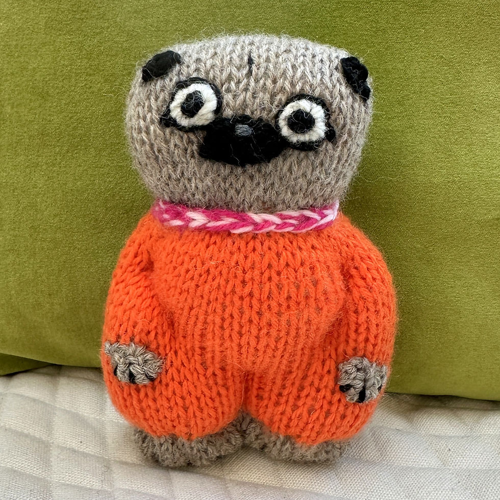 Thumbnail: Pug Woolie ~ Knitted Art Doll - Orange Sherbet