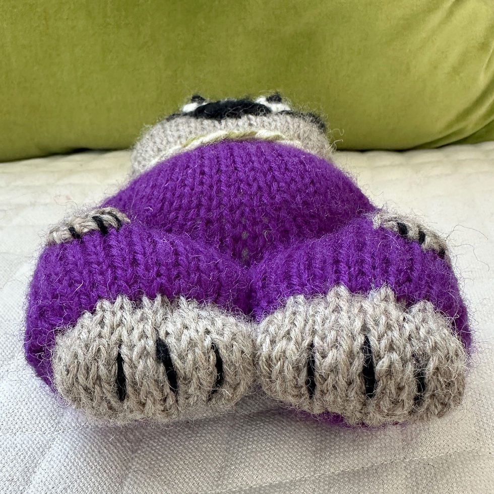 Thumbnail: Pug Woolie ~ Knitted Art Doll - Eggplant
