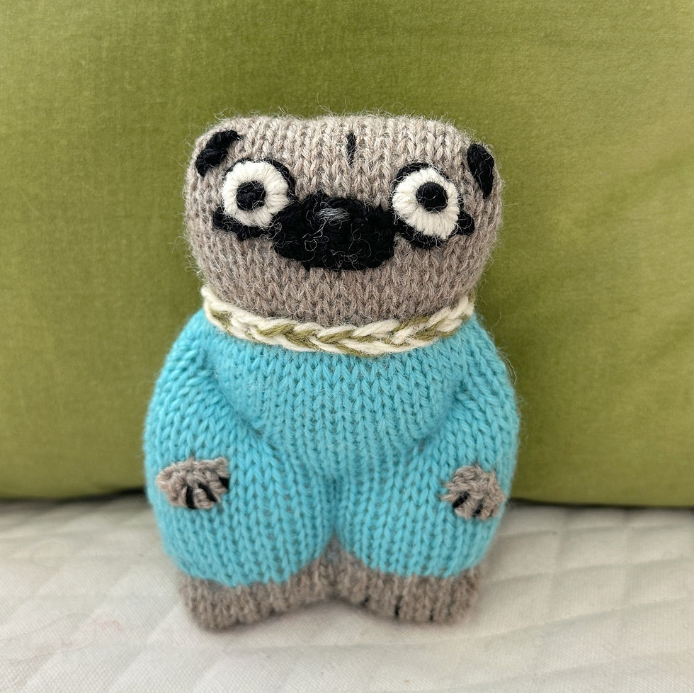 Thumbnail: Pug Woolie ~ Knitted Art Doll - Coleslaw