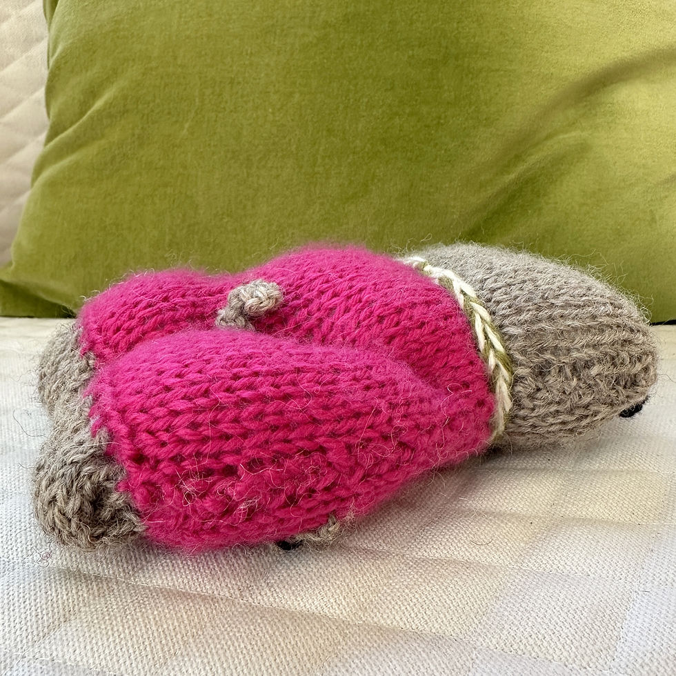 Thumbnail: Pug Woolie ~ Knitted Art Doll - Beet Root