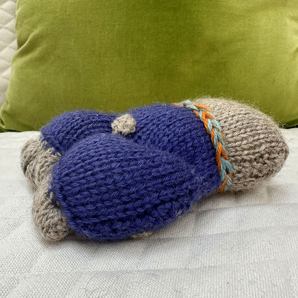 Thumbnail: Pug Woolie ~ Knitted Art Doll - Blue Corn Chip
