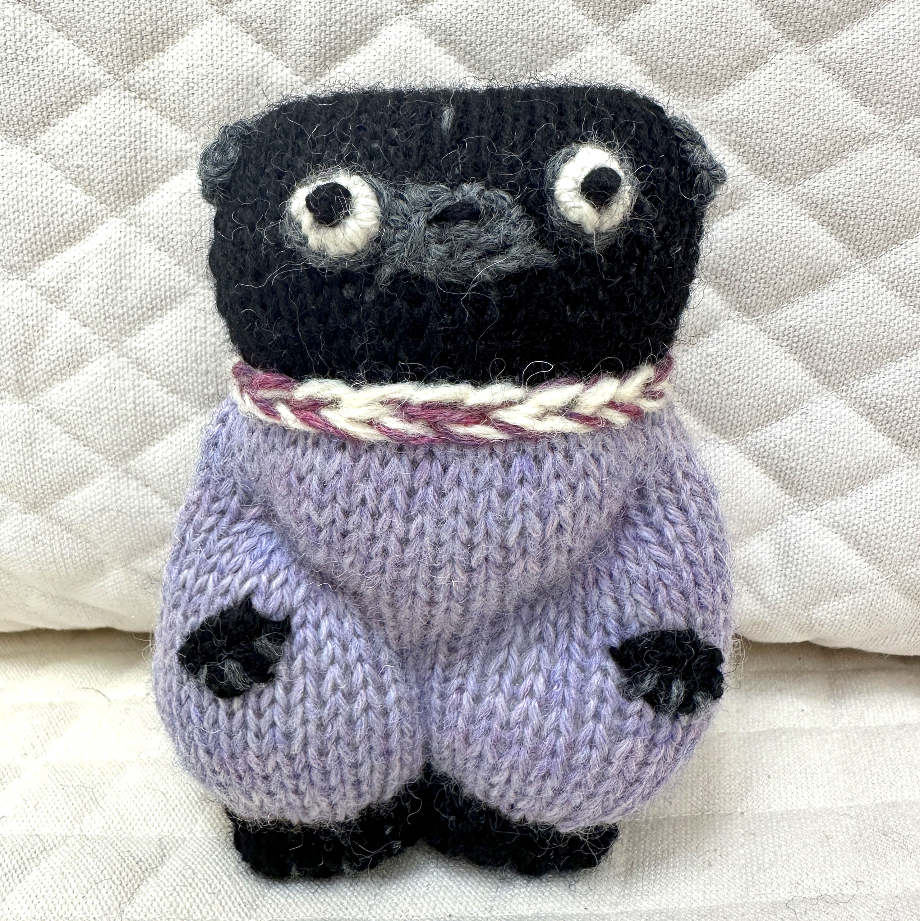 Pug Woolie ~ Knitted Art Doll - Fig