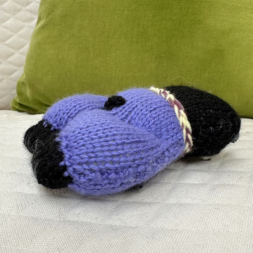 Thumbnail: Pug Woolie ~ Knitted Art Doll - Plum