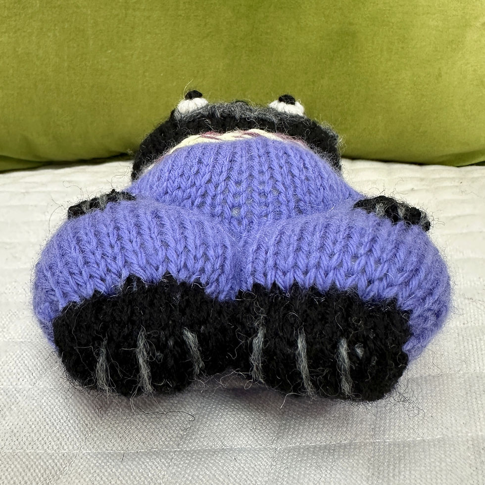 Thumbnail: Pug Woolie ~ Knitted Art Doll - Plum