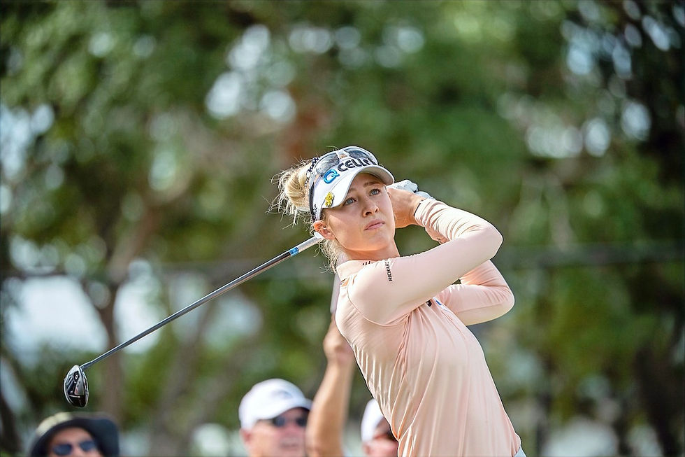 Nelly Korda of Florida watches her golf shot