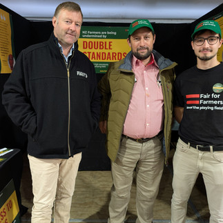 Mark Patterson (NZ First) at Fair for Farmers stand at Central Districts Field Days