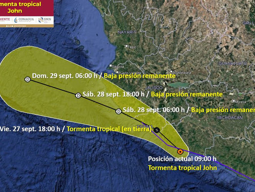 “John” no es amenaza para la región de Bahía de Banderas