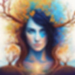 create an image of abstract myself i have dark hair and blue eyes head shot that will go w
