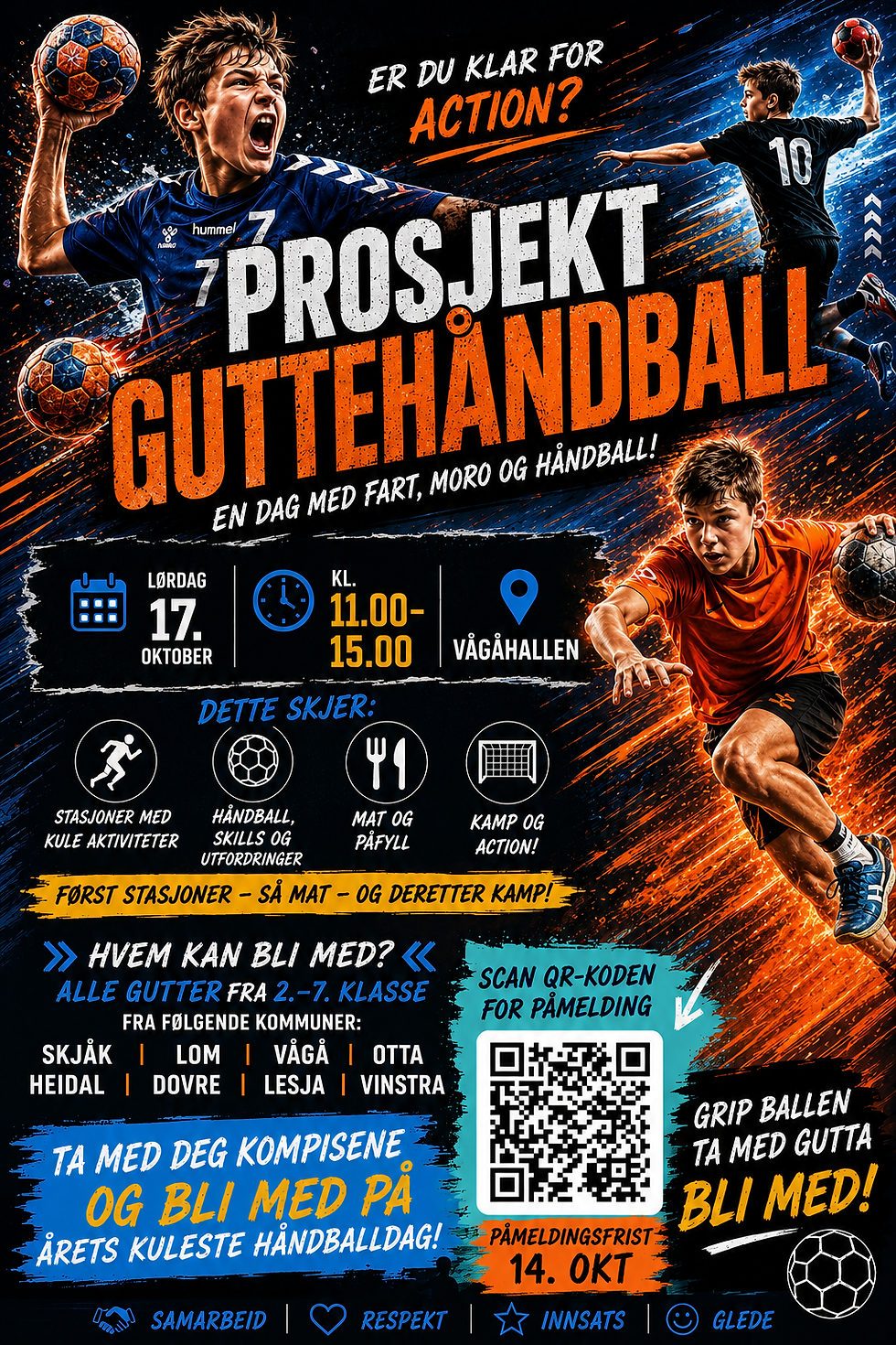Prosjekt guttehåndball - Vågåhallen 17. oktober, kl. 11:00-15:00