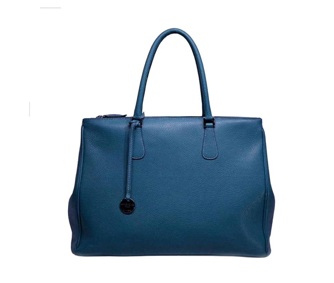 Denim Blue Pebbled Leather Tote