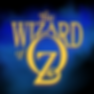 The Wizard of Oz logo in gold against a blue theatrical background.
