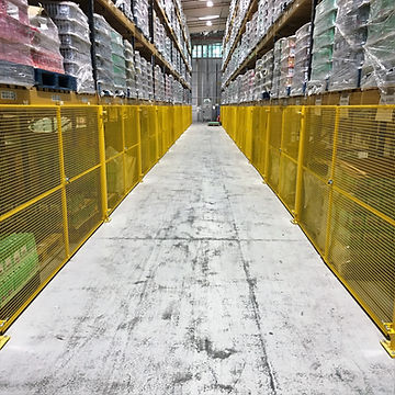 Warehouse racking safety gates powder coated yellow