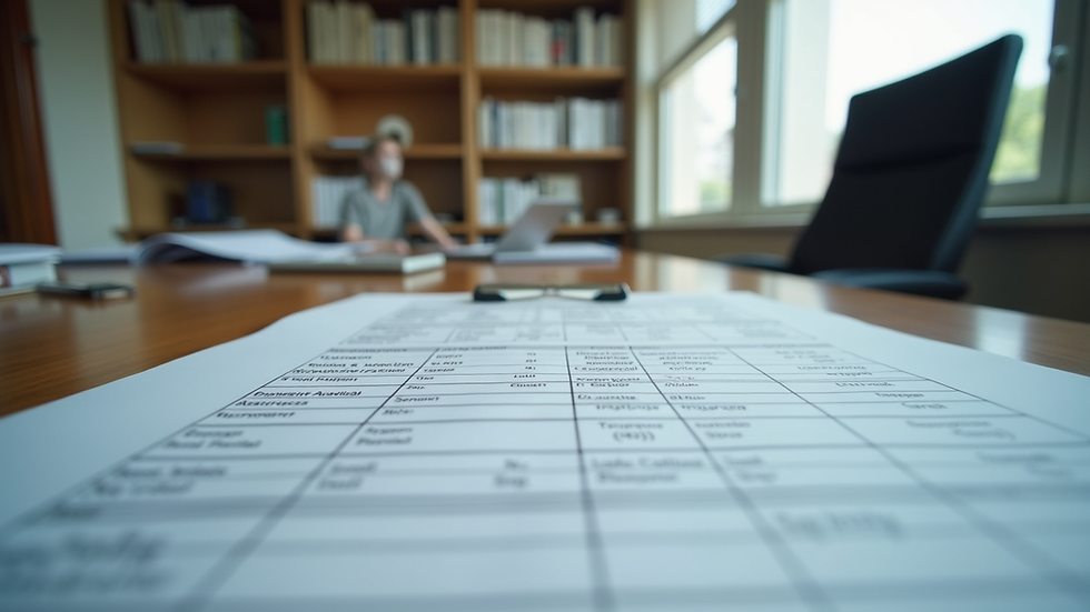 Eye-level view of a legal office desk with unemployment claim documents