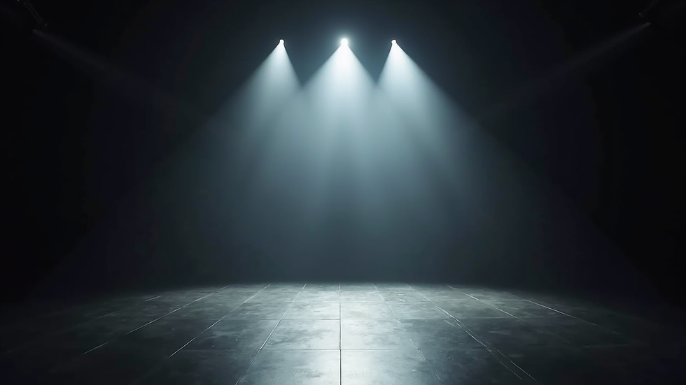 High angle view of a stage with dramatic lighting effects