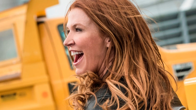 Poppy Montgomery on set of Unforgettable