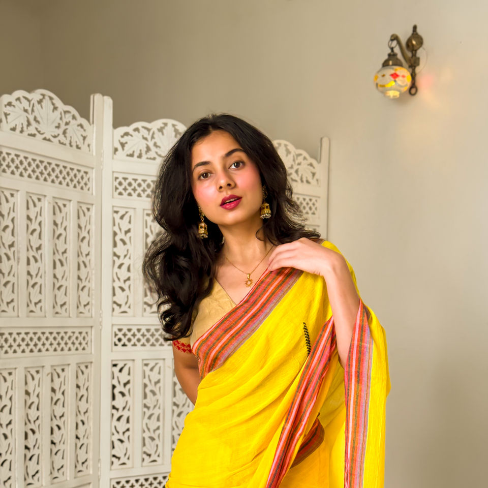 Mago Yellow Silk Saree