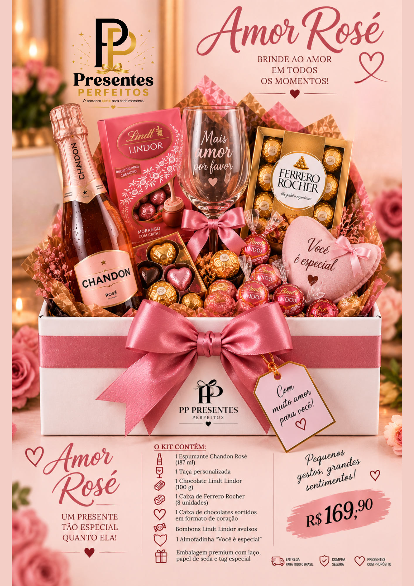 Cesta Feminina Amor Rose