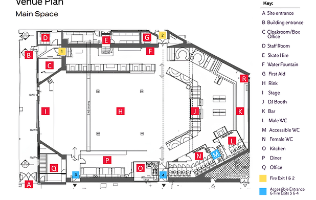 Map of Main Space incl Accessible Entrance and Fire Exits (2).png